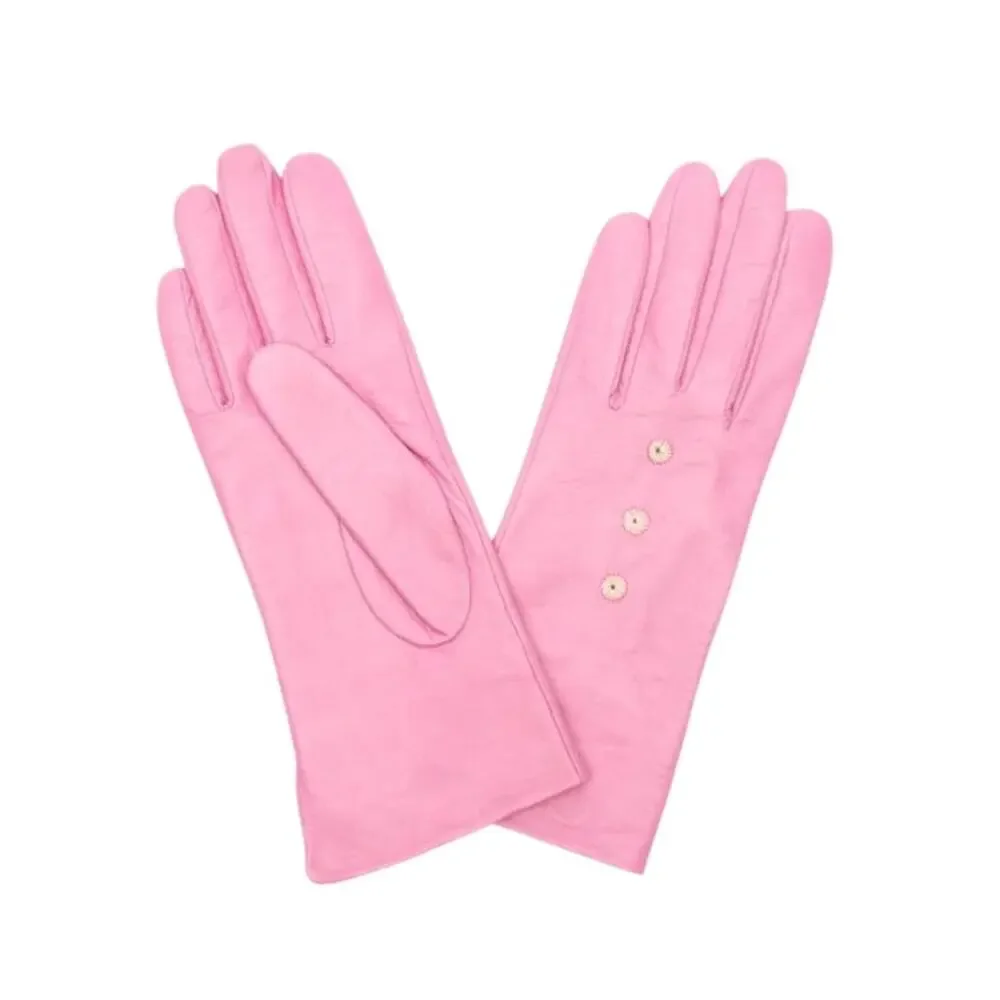 Frances Valentine Luisa Asterisk Leather Gloves ~ Pink (M)